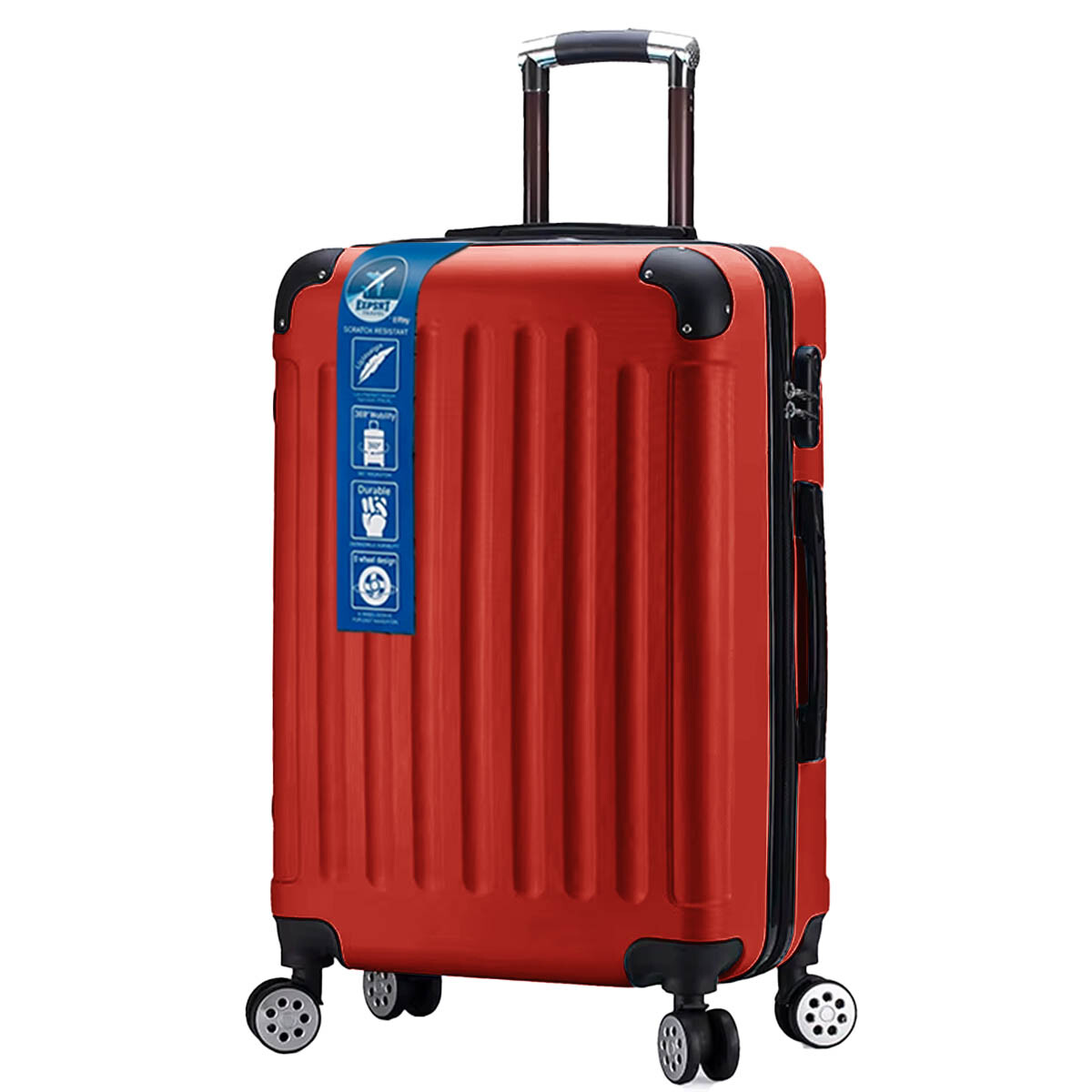 Valija Rígida 24'' Resistente Impermeable 4 Ruedas - Rojo 