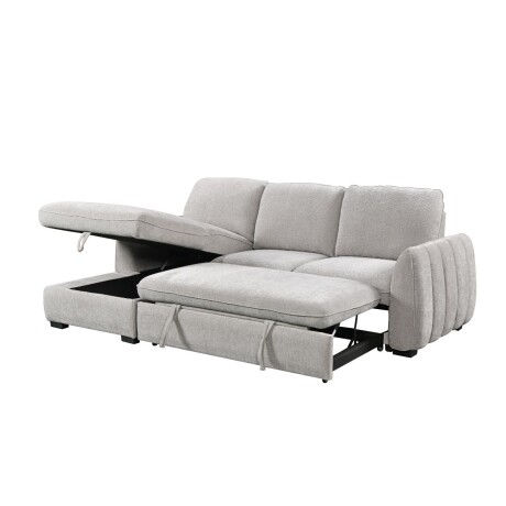 Rinconera Cama Thesi (C/Baúl) - Tela Microfibra - Chaise izquierdo City 451 (Gris)