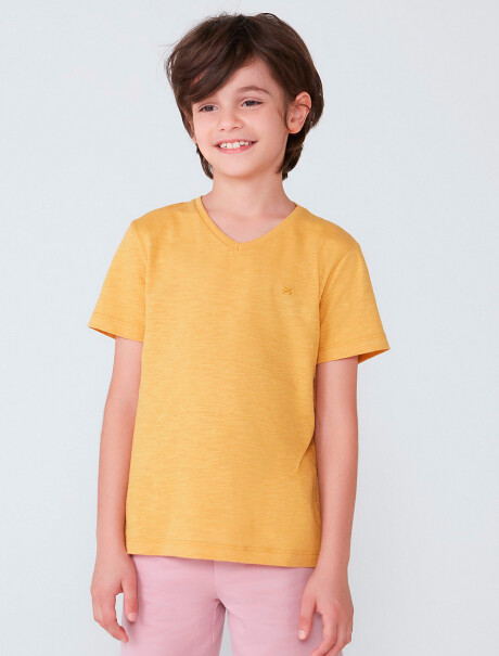 CAMISETA UNISSEX BÁSICA INFANTIL EN TELA FLAMÉ DORADO