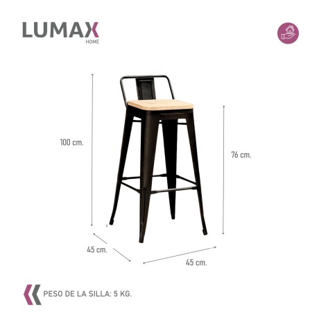 Taburete con respaldo Tolix en metal con asiento de madera Negro