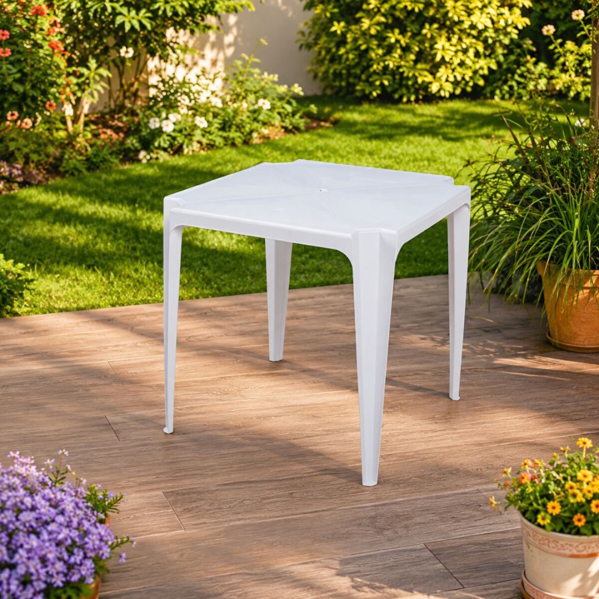 Mesa de Jardin Cuadrada 70x70cm Mor Blanco 