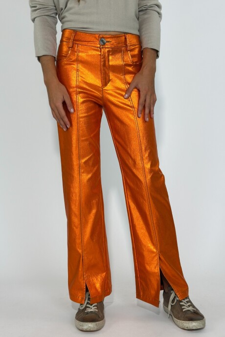 PANTALON METALIZADO AMARANTO Naranja