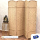 Biombo Separador Ambiente 4 Hojas Madera Moderno Natural Marrón