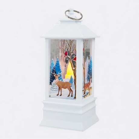 Farol Navideño Grande Blanco Ciervo