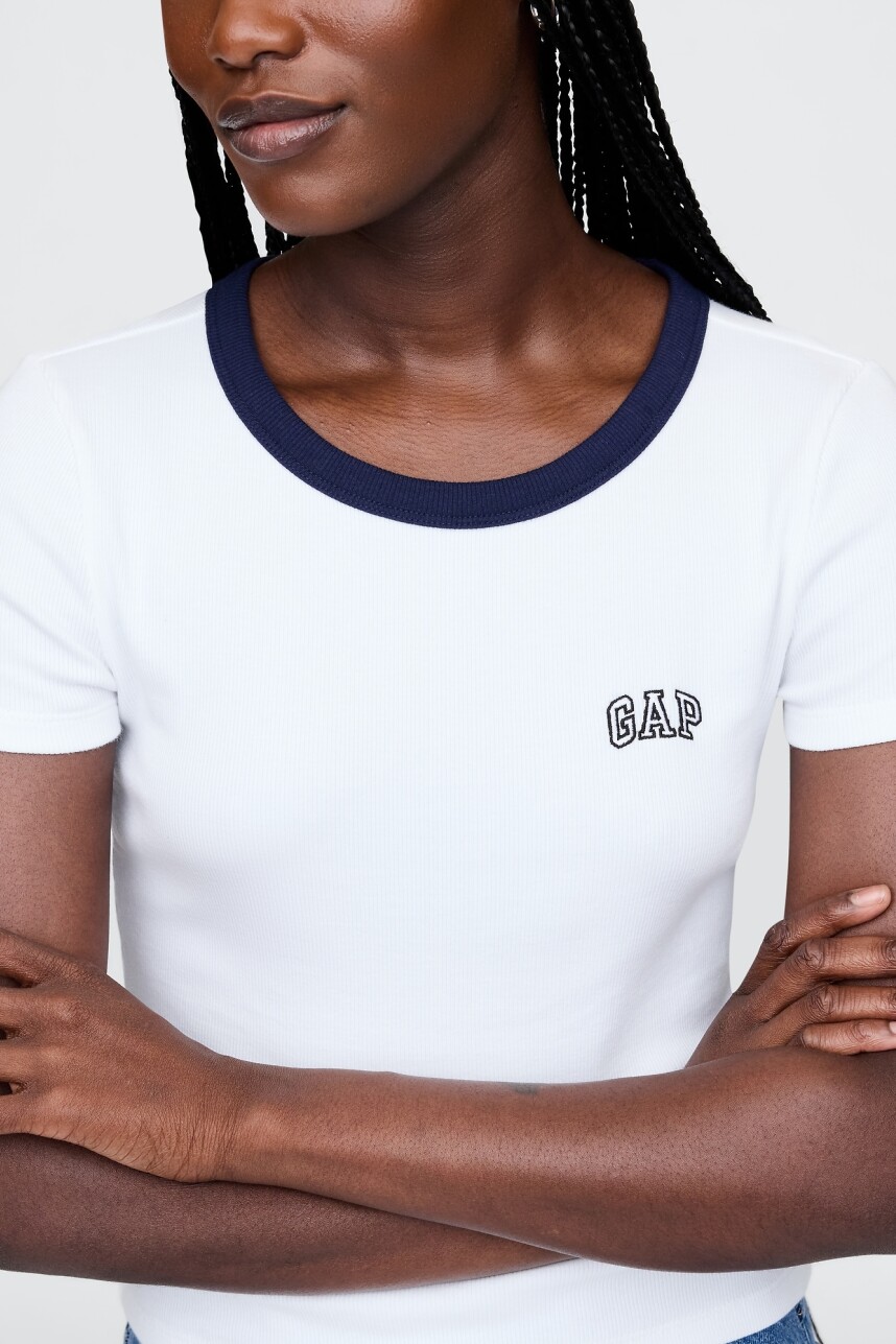 Remera Mini Logo Gap Mujer White Navy Combo