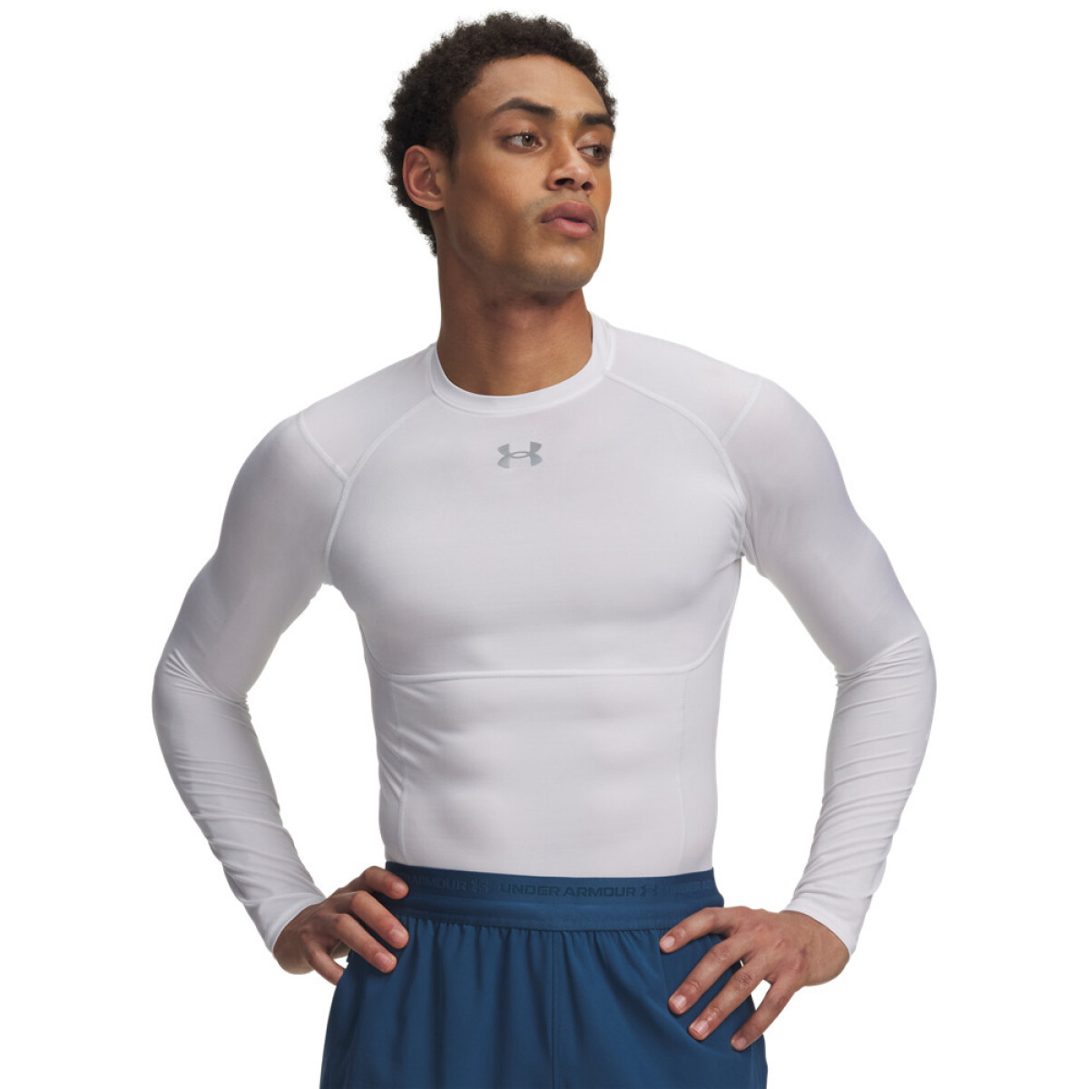 UA HG Elite Comp LS-WHT - WHT-100 