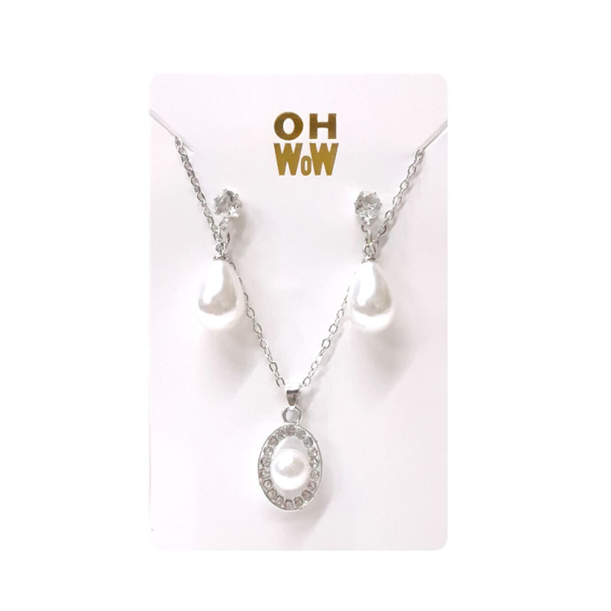 Collar dije perla y caravanas hipoalergénicas 1 par - Collar Dije Perla Y Caravanas Hipoalergénicas 1 Par 