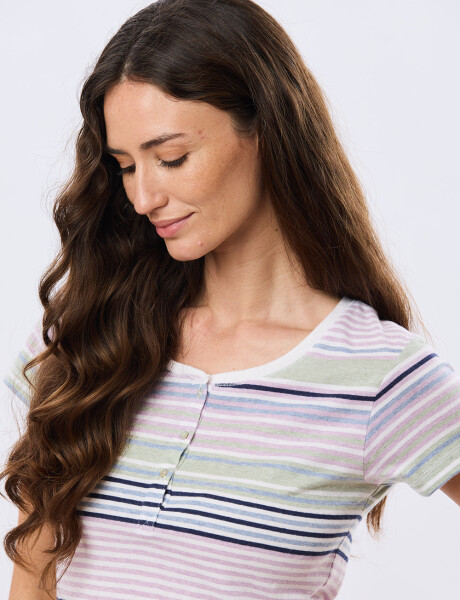 REMERA RAYADA DE ALGODÓN Blanco