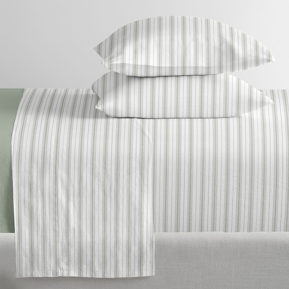 Juego Sábanas Queen Size Bukara 100% Microfibra - 250 RAYAS MENTA 