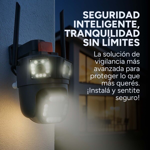 Cámara De Seguridad Wifi Triple Lente 360 Nocturna Kit X3 Un Color Negro