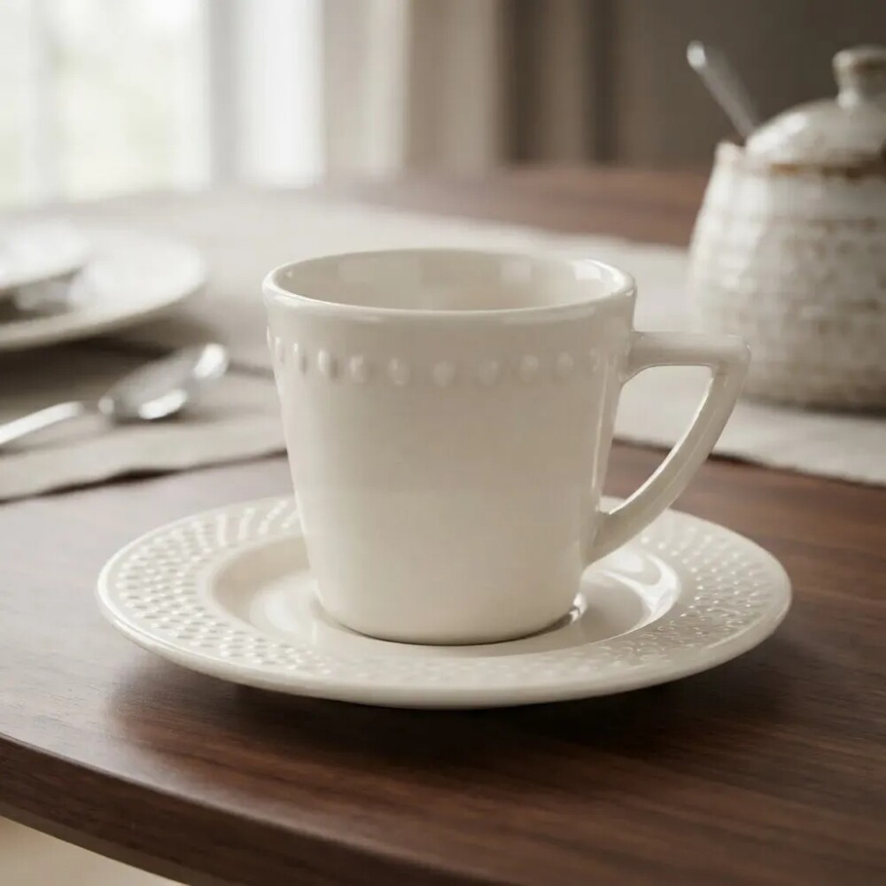 Taza te con plato 220 ml- Mendi Marfil Taza te con plato 220 ml- Mendi Marfil