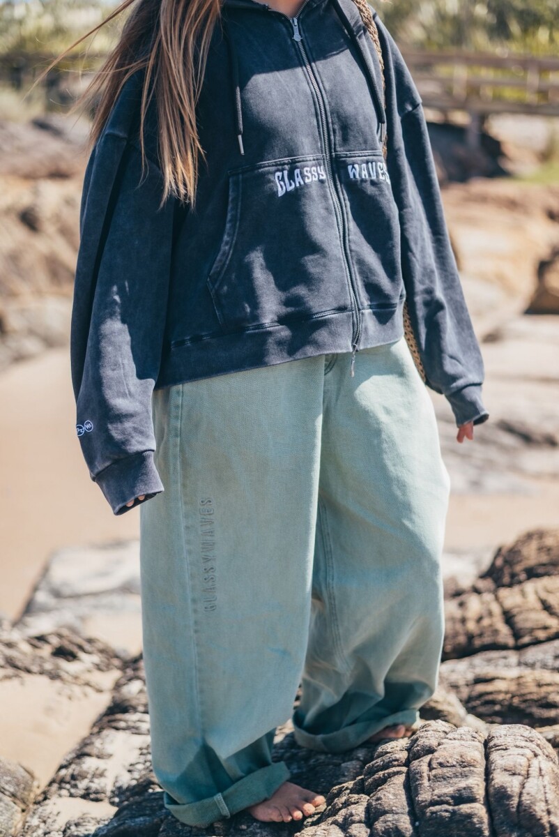 Pantalon Denim Wide Leg Fit / Verde 