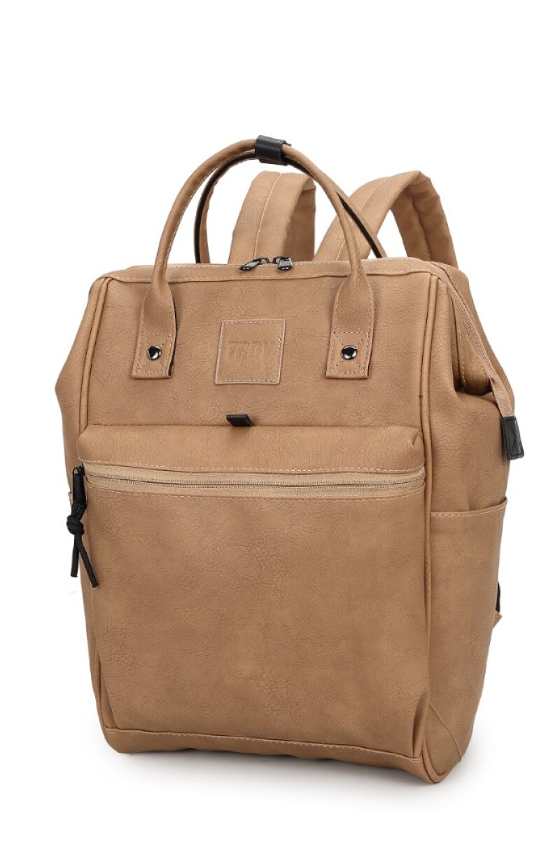 Mochila boca de pez multicierres Beige