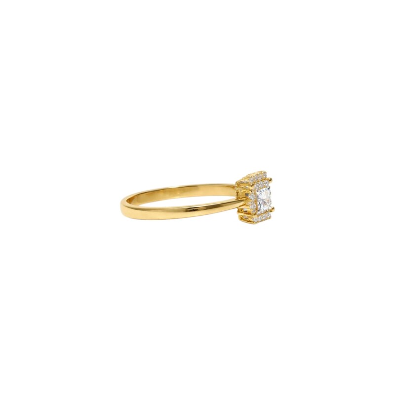 Anillo compromiso Cuadrado -Oro bajo-Piedras zirconias-AN8556 conpiedra