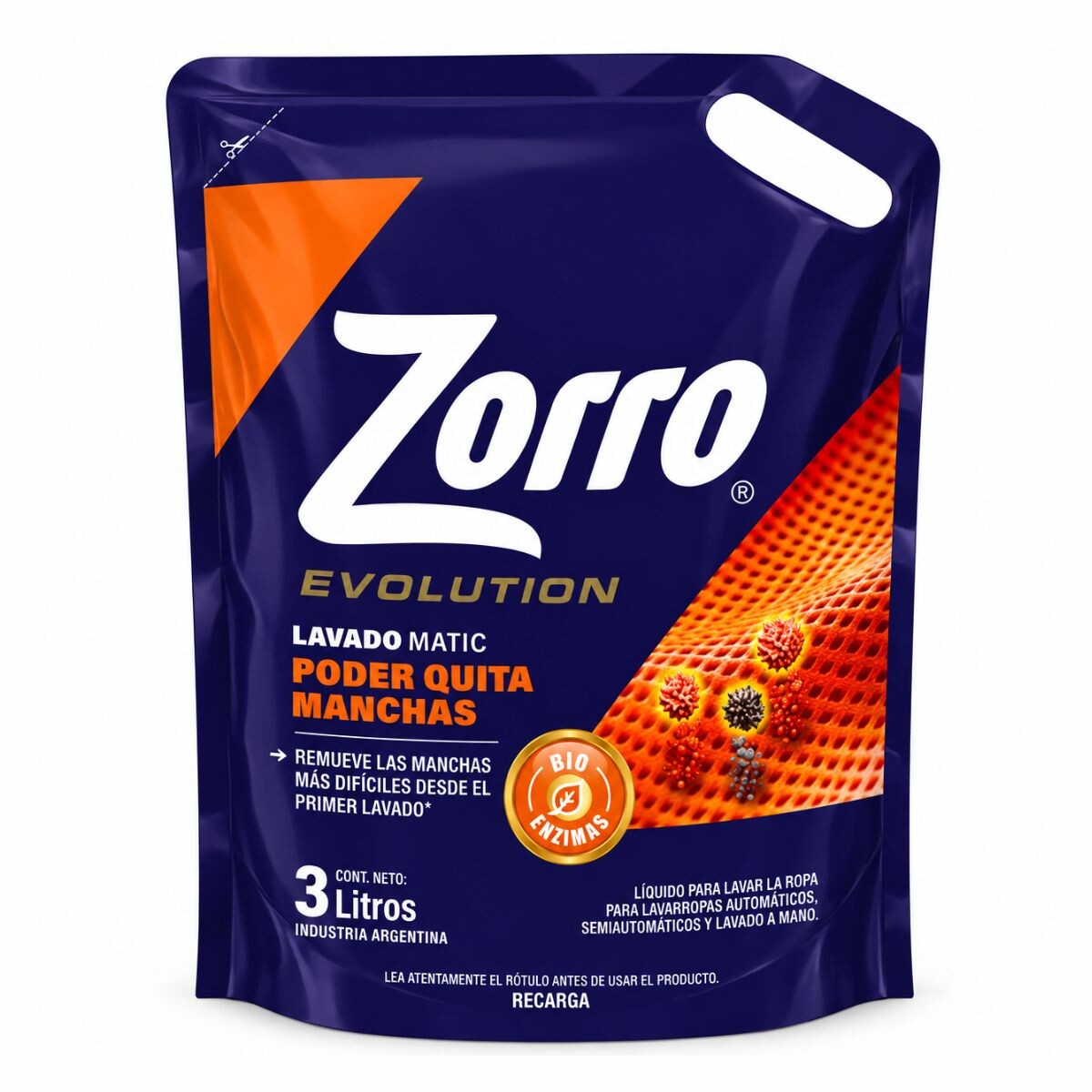 DETERGENTE LIQUIDO PARA ROPA ZORRO QUITAMANCHAS DP 3 LT 