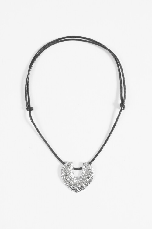 Collar acero con cordón dije textura plateado