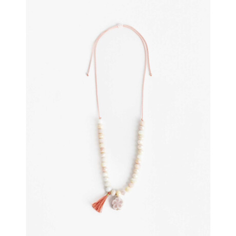Collar Para Niñas Con Beads Y Dije Flor Rosa Bebe