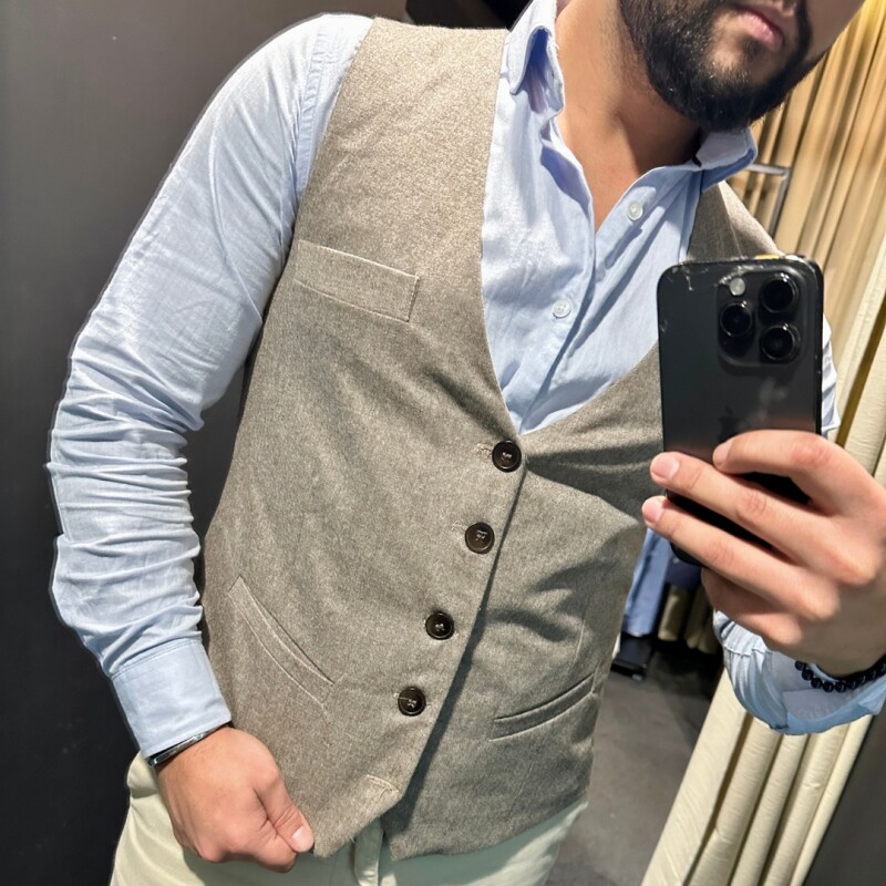 Chaleco de Lana Beige Melange