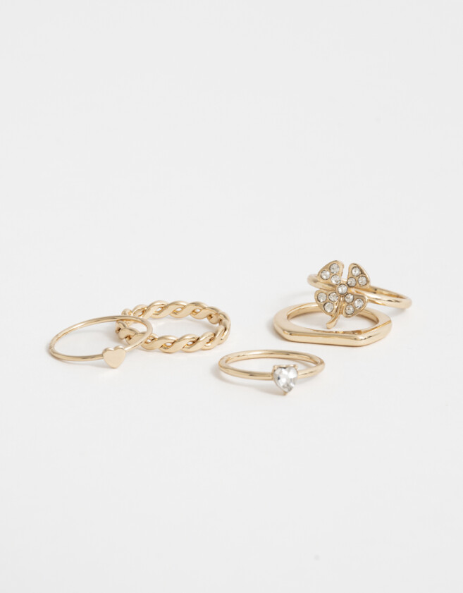 Sets Anillos Strass Crystal Sets De Anillos Con Strass Crystal - Dorado