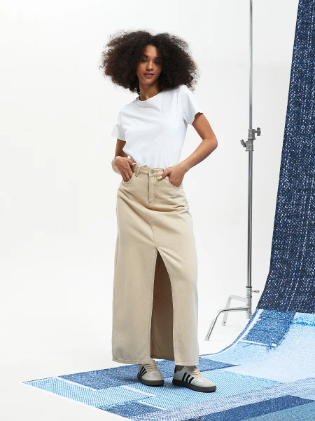 FALDA SEUTA BEIGE CLARO