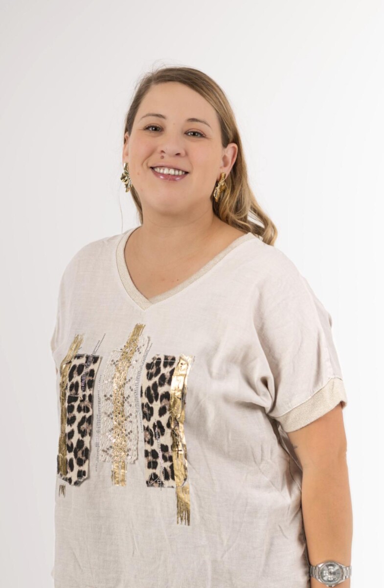 Blusa 100% lino y 100% algodón atrás 