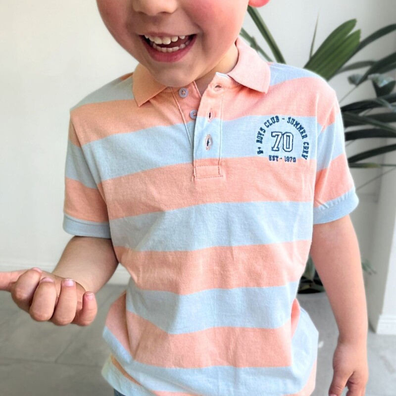 Remera Polo N+ Salmon/celeste