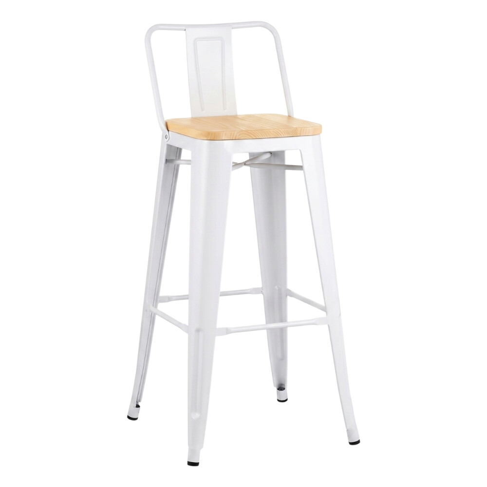 Taburete Con Respaldo Madera - Tolix Blanco