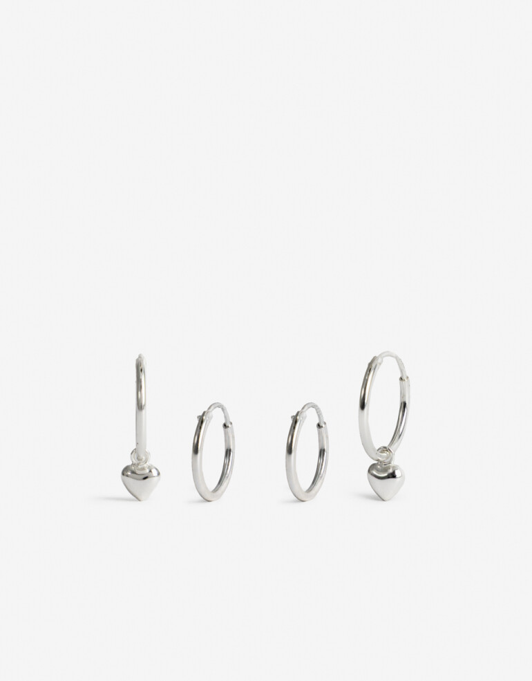 Aros Argollas Set Metal Set De Argollas Plata 925 - Plateado