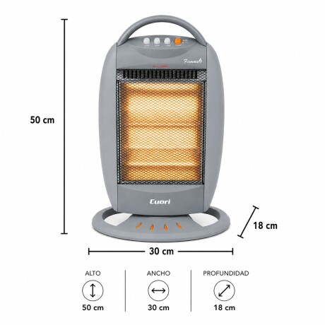 Estufa Halógena Eléctrica Cuori 1200W 3 Posiciones Gris