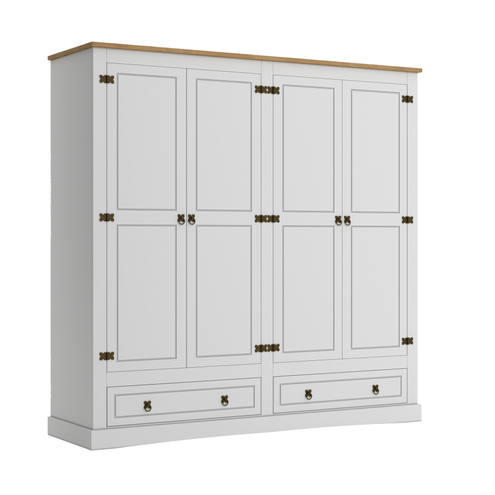 Ropero 4 puertas 2 Cajones Madera - Linea mexicana Blanco
