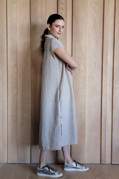 Vestido Oasis Lino Beige Melange