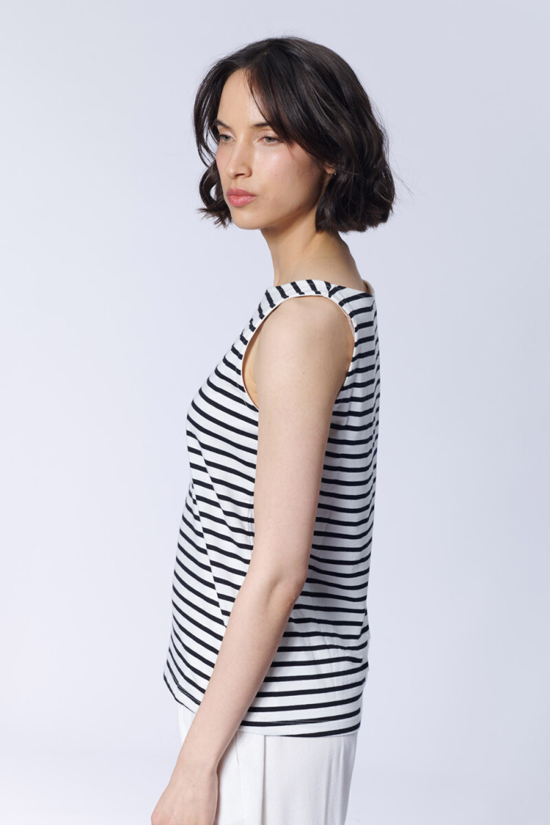 Musculosa Rayada Blanca Con Negro