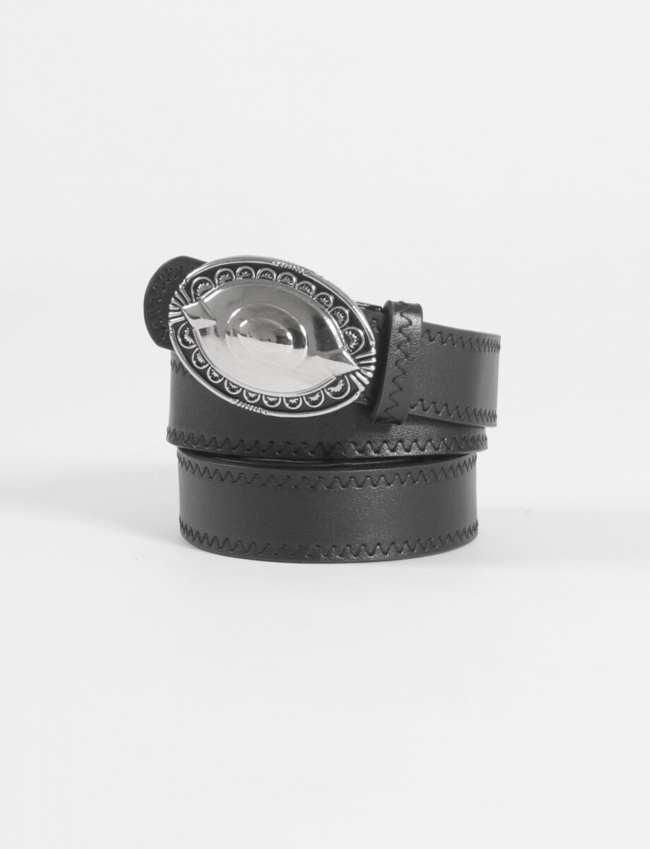 Cinturón hebilla metallic - negro 