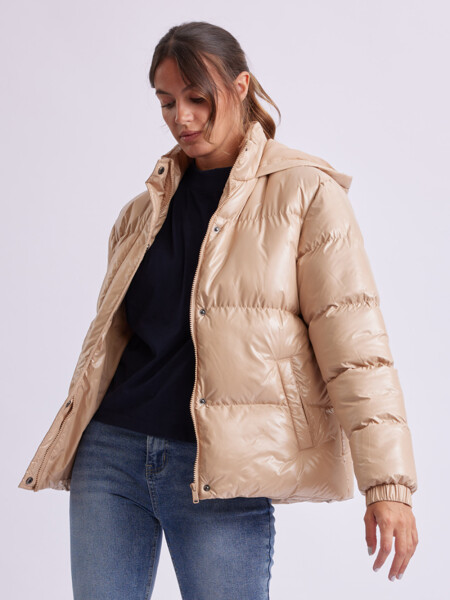 Campera de abrigo con capucha Taupe