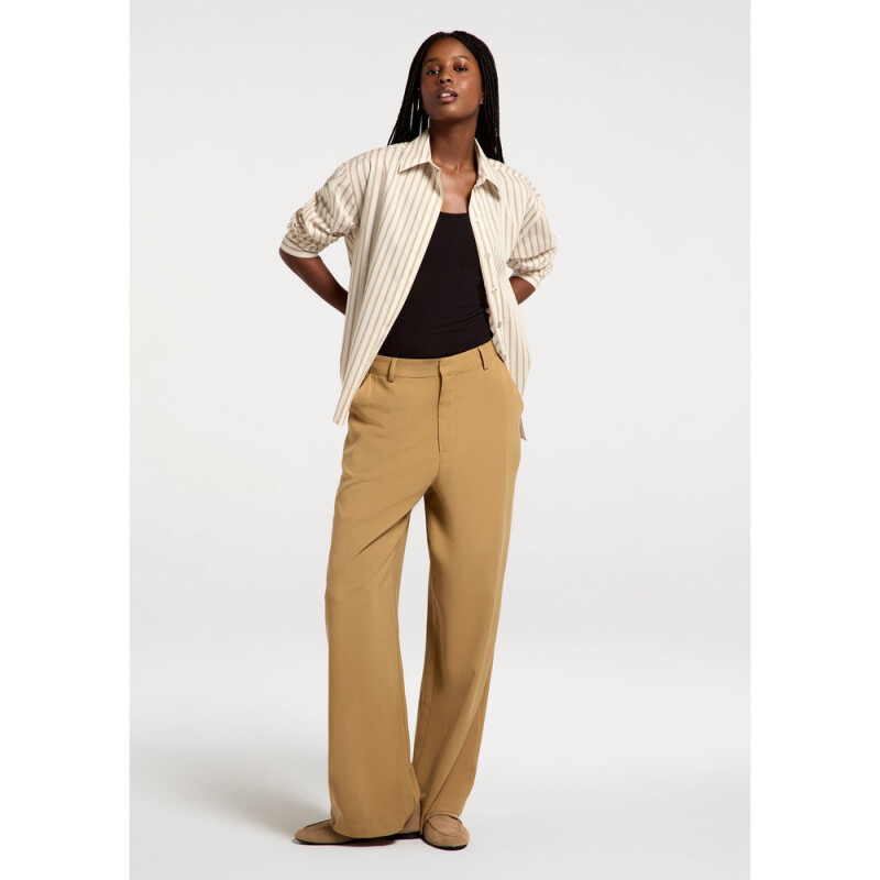 CAMISA ML FEM OFF WHITE E BEGE MÉDIO