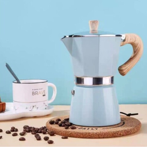Cafetera Tipo Italiana 6 Tazas Aluminio Cafe Expreso Cafetera Tipo Italiana 6 Tazas Aluminio Cafe Expreso Celeste