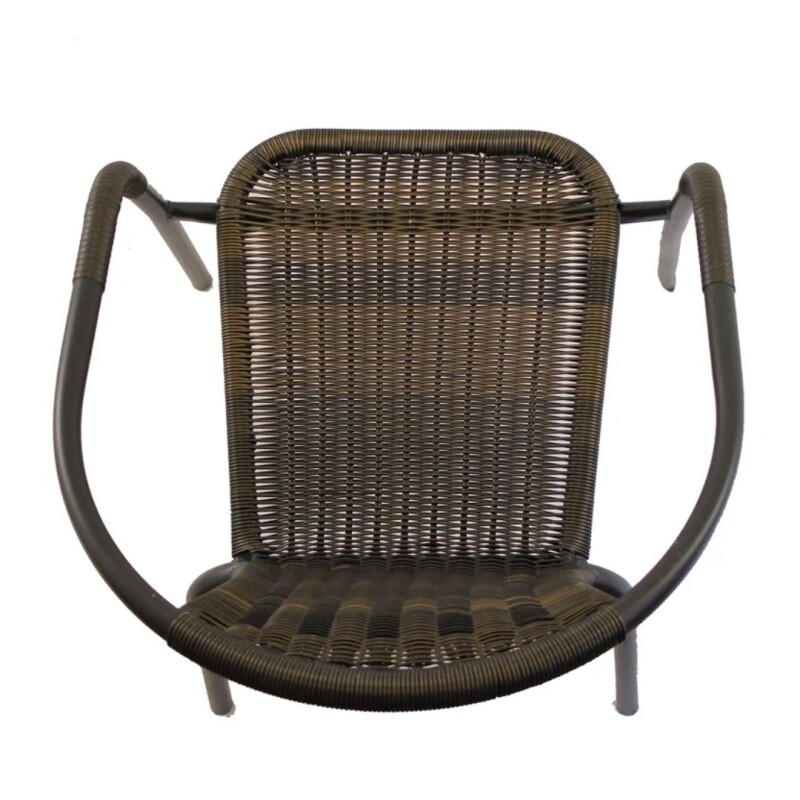 Silla Jardin de metal y ratán PVC con apoyabrazos Negro Silla Jardin de metal y ratán PVC con apoyabrazos Negro