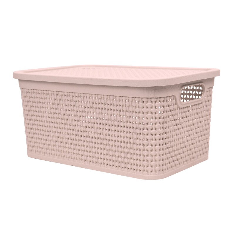 Set x6 Caja simil ratán 7,5 lts ROSADO