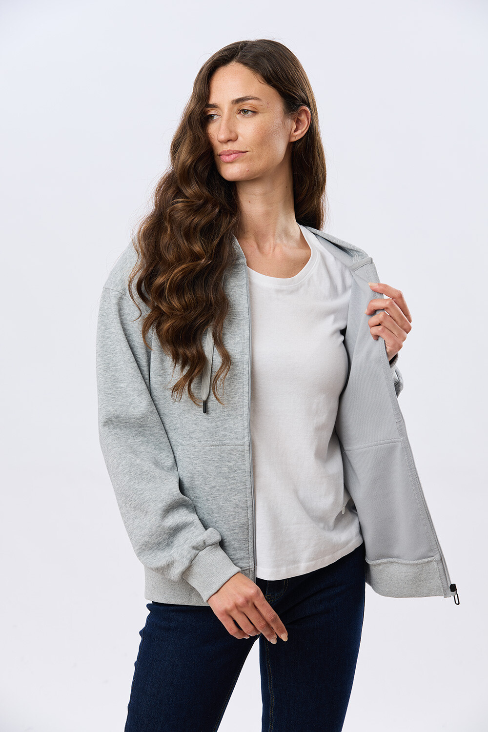 CAMPERA DE ALGODÓN CON CAPUCHA Gris Claro
