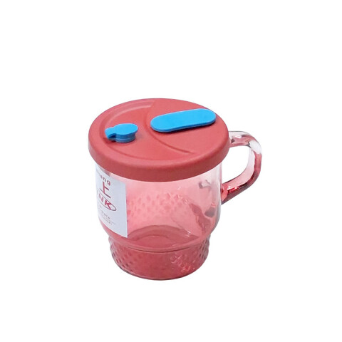 Taza vaso de vidrio con tapa 400 ml Taza Vaso De Vidrio Con Tapa 400 Ml