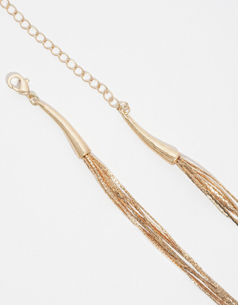 Collares Cortos Metal Collar De Cadenas - Dorado