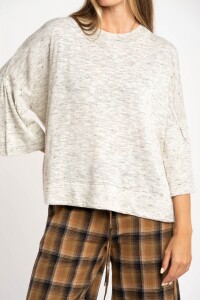 Sweater Manga Volado Gris Melange