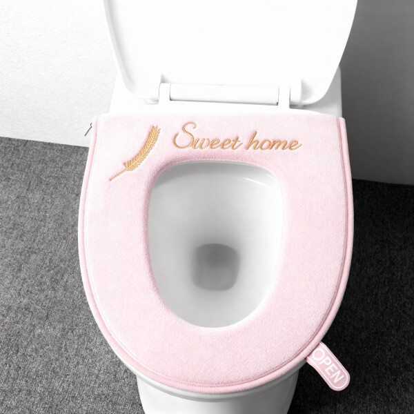 Funda con Cierre Tela Acolchonada para Tapa de Water Inodoro Color Rosado