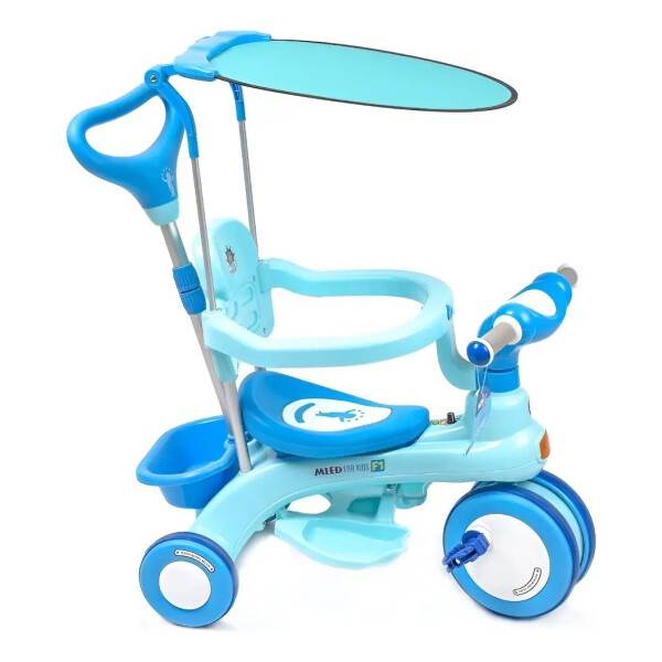 Triciclo de empuje con luz, sonido y techo protector Triciclo de empuje con luz, sonido y techo protector