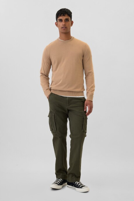 Buzo De Algodón Cuello Redondo Hombre Camel Hair