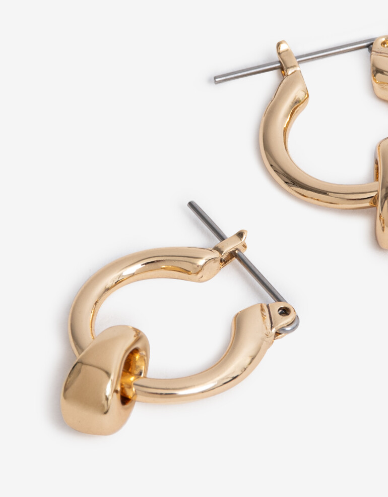 Aros Argollas Metal Argollas De Metal Bañado En Oro - Dorado