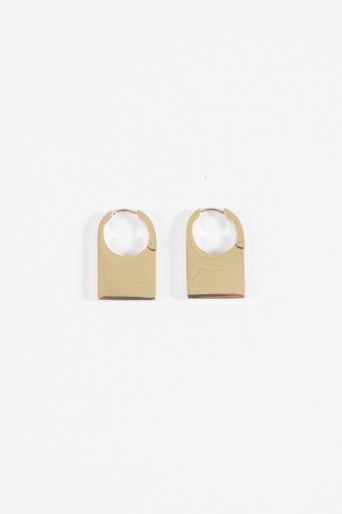 Aros acero candado dorado