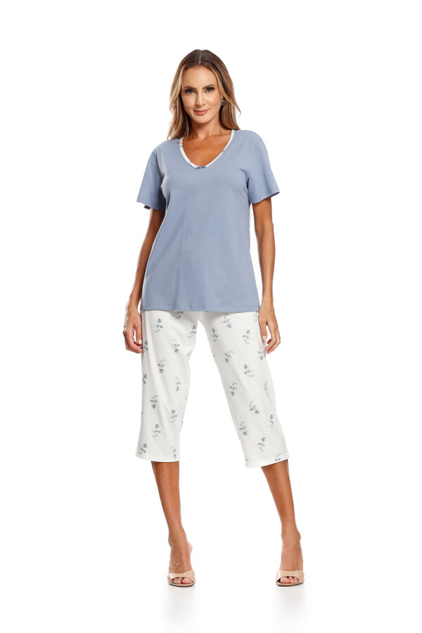 Pijama Manga Corta con Capri 103 Lavanda