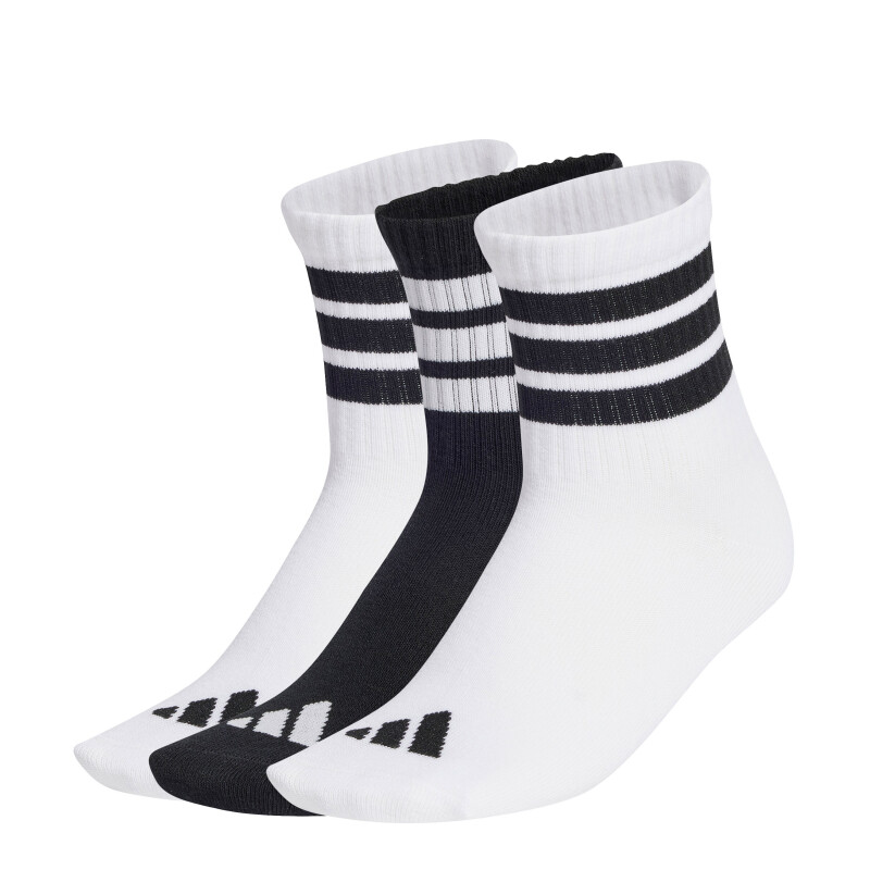 Medias Adidas Acanaladas X3 Negro - Blanco