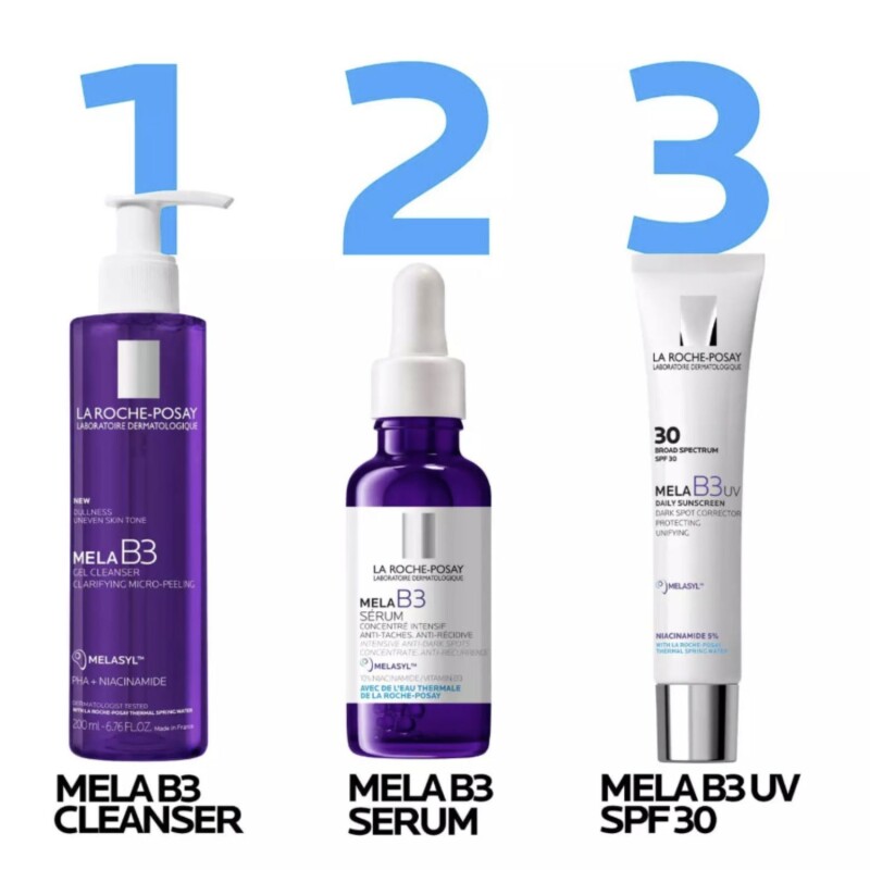 Pack La Roche-posay Mela B3 Gel + Serúm + Crema Con FPS 30 Pack La Roche-posay Mela B3 Gel + Serúm + Crema Con FPS 30